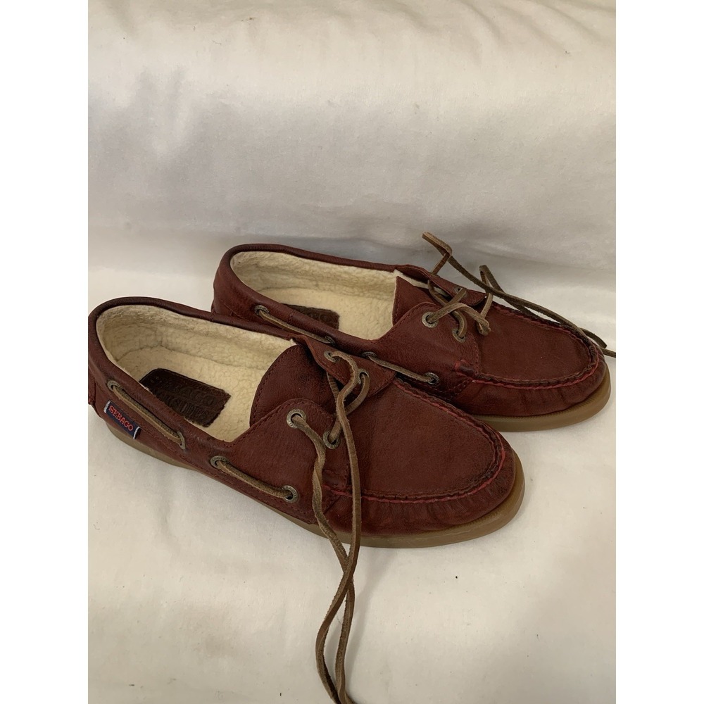 SEBAGO Docksides-Suede Sherpa Lined Shoes Women's US 6.5 Rustic Chili Red)